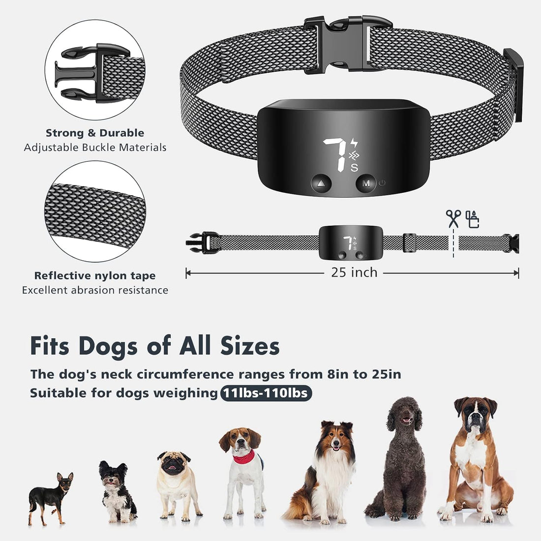 NBJU Bark Collar for Dogs,Rechargeable Anti Barking Training Collar