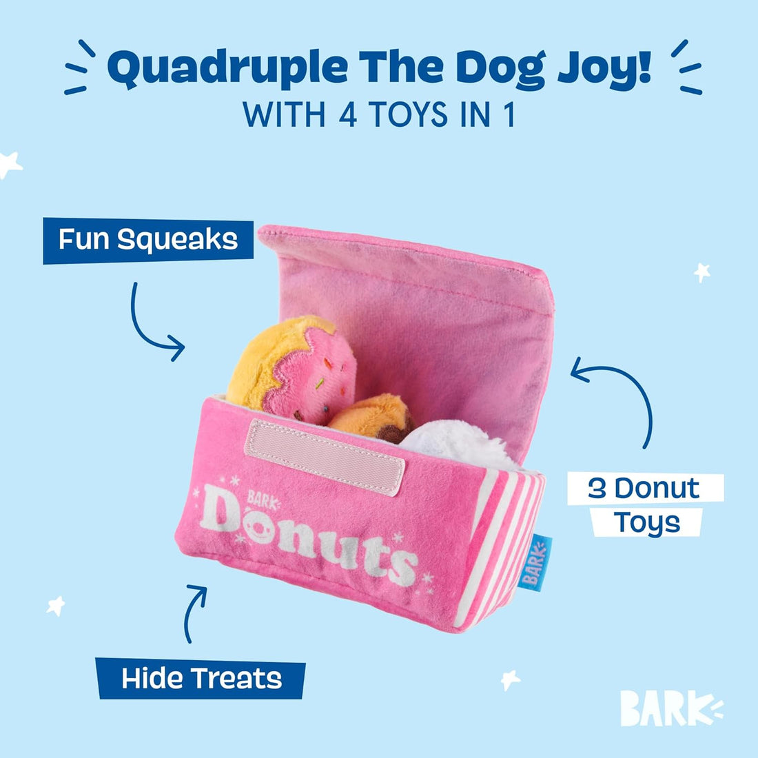 Barkbox Dog Toys – Barker’s Dozen Donuts Plush 4 in 1 Multi Part