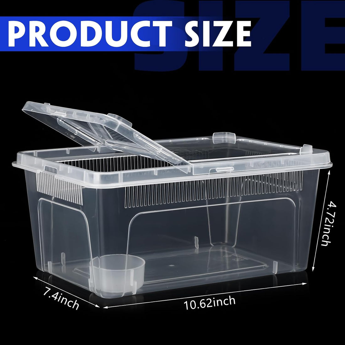 8 Pcs Reptile Breeding Box, Vent Strips, Clear, 10.6 x 7.4 x 4.7 Inch