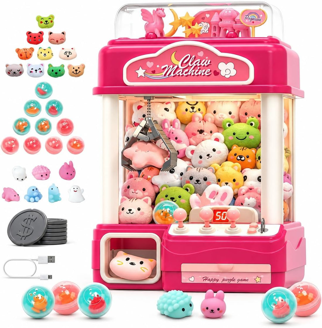 16''Large Claw Machine for Kids, Home Arcade Grabber Game for Ages 6+