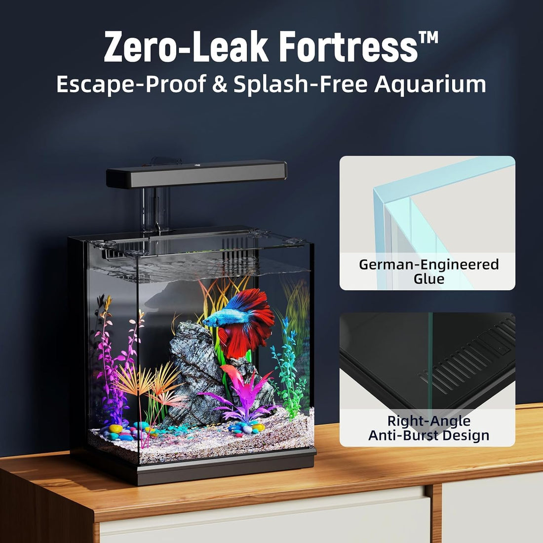 AQUASMITH Betta Fish Tank, 2 Gallon Aquarium Kit