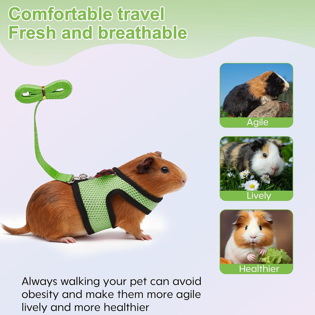 Guinea Pig Harness and Leash，2packs Guinea Pig Clothes Baby Ferret