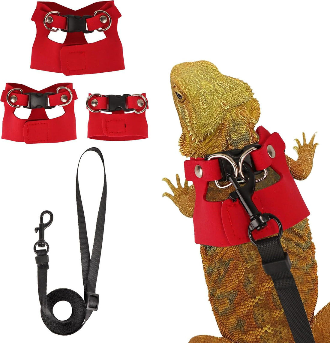 ADOGGYGO Bearded Dragon Harness Leash Set, 3 Size Lizard Harness