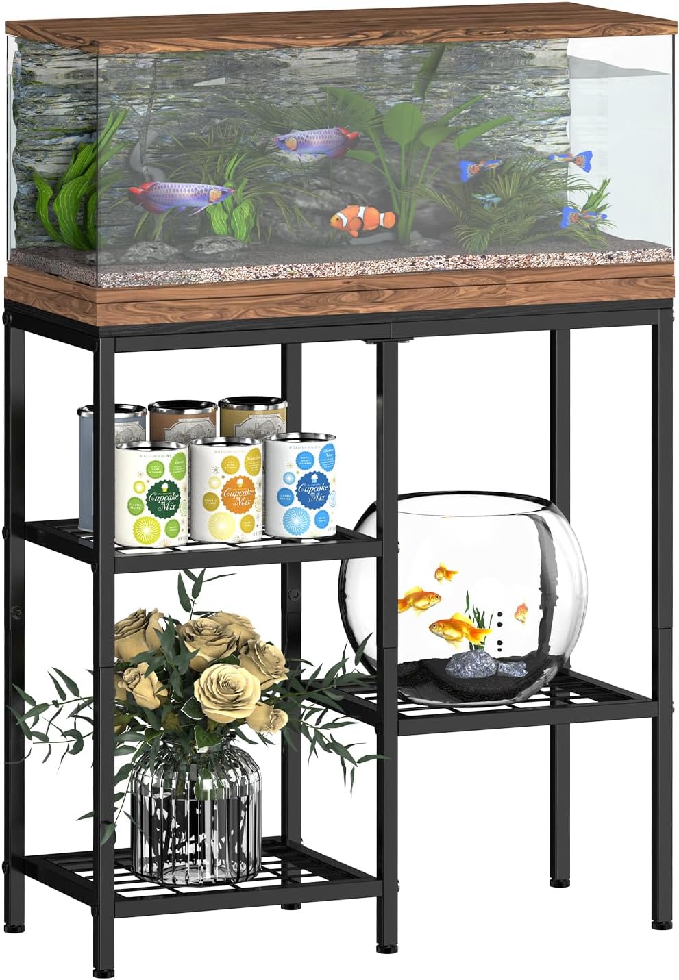 20 Gallon Fish Tank Stand, Metal Aquarium Stand, with 3-Tier Shelf