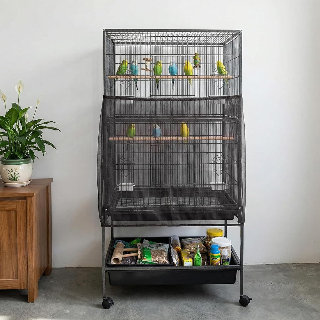 Falzqq Large Bird Cage Cover Bird Cage Seed Catcher 118 x 31 Inches