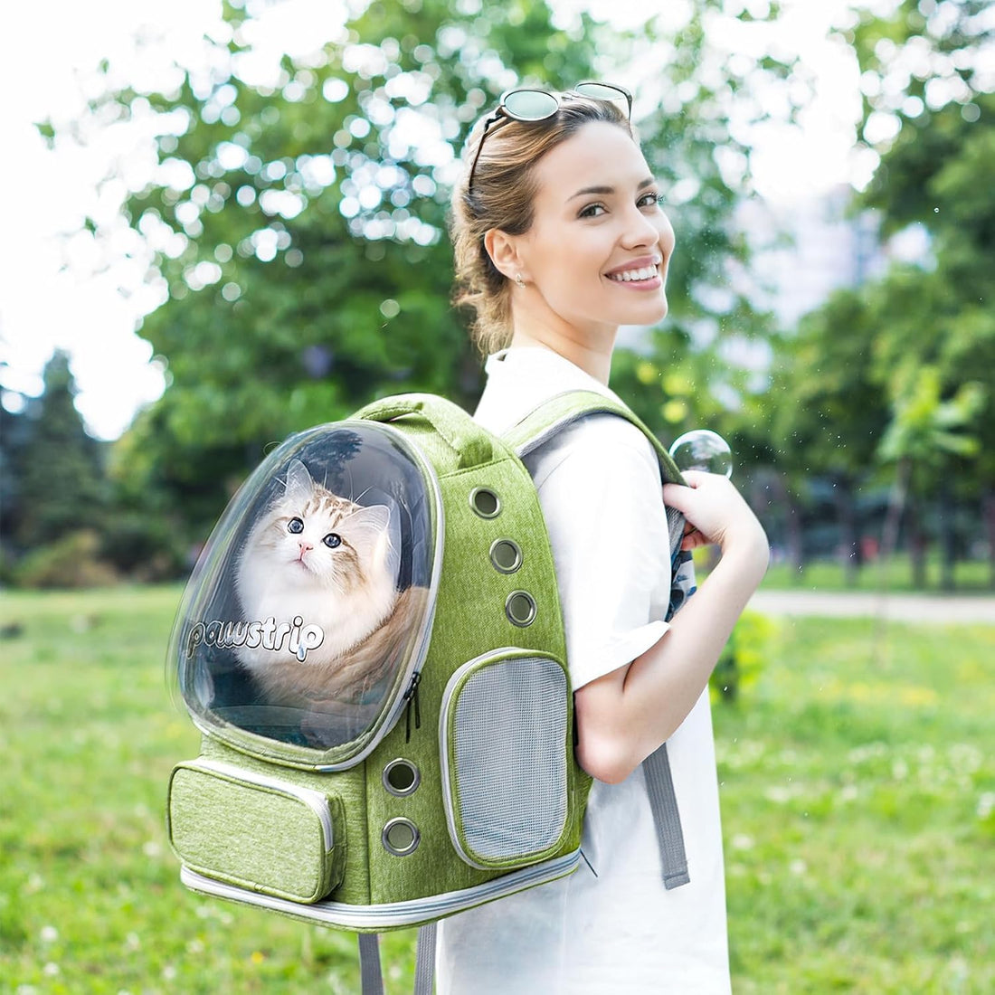 Pawstrip Cat Backpack Carrier with Large Space Bubble Window