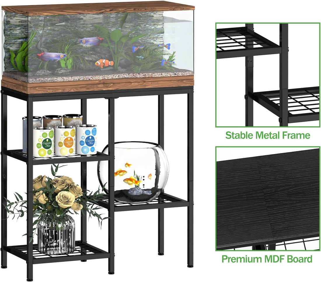 20 Gallon Fish Tank Stand, Metal Aquarium Stand, with 3-Tier Shelf