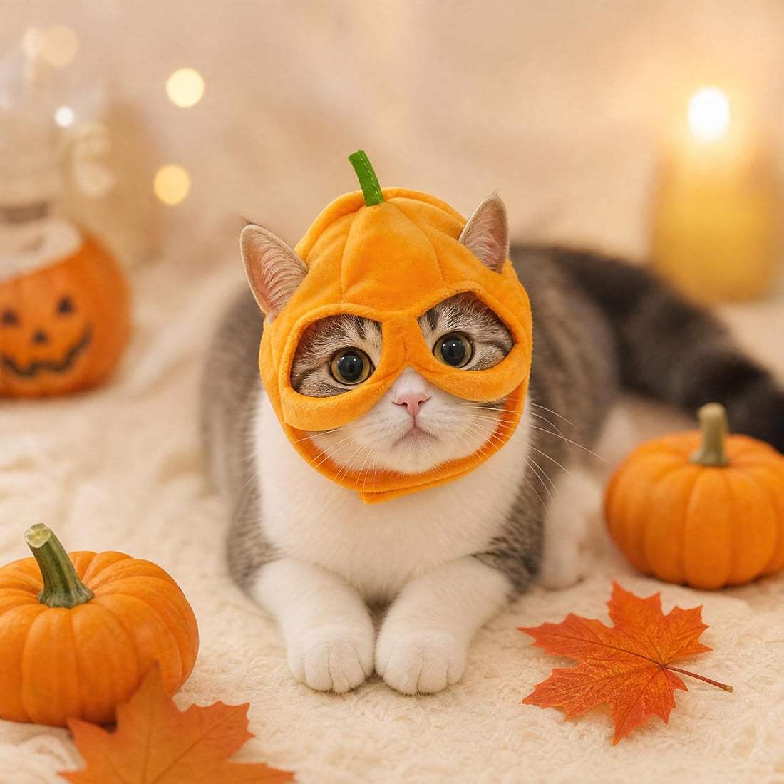 5-Pack Cat Halloween Hat Set - Witch Pumpkin Bat
