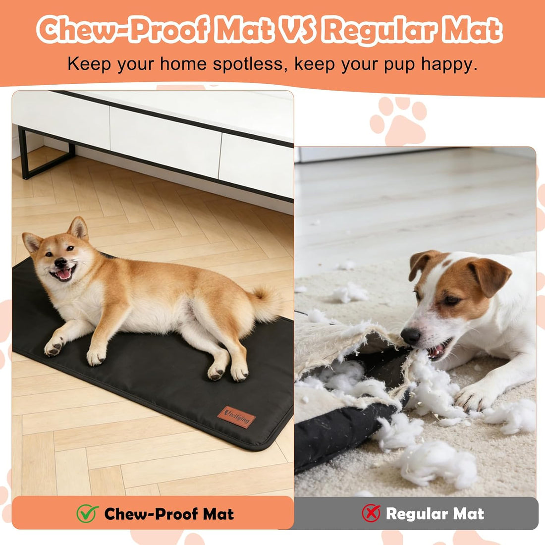 Vivifying Chew Proof Dog Bed, Waterproof Crate Pad, 35" x 22"