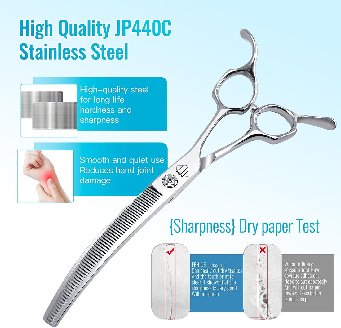 Professional Curved Thinning Scissors for Dog Grooming
