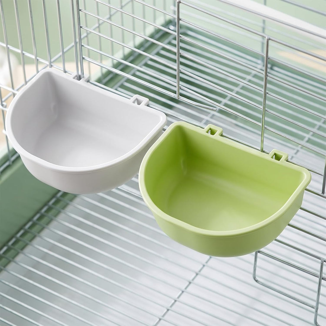 2PCS Pet Carrier Feeder, Hanging Pet Bowl Plastic Cage Cups
