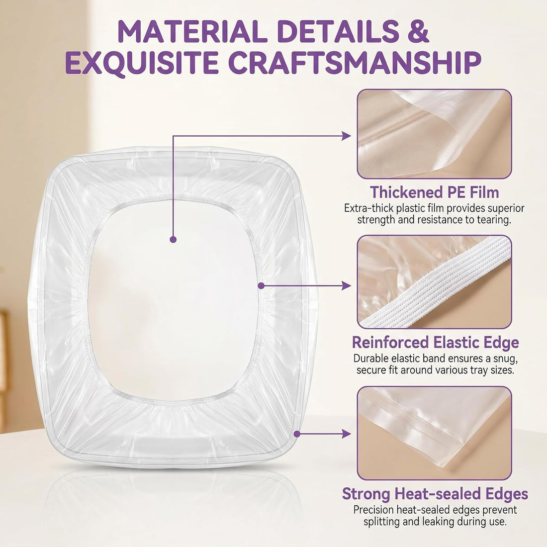 50 Pcs Disposable Plastic Cage Liners Elastic Pocket Mouth