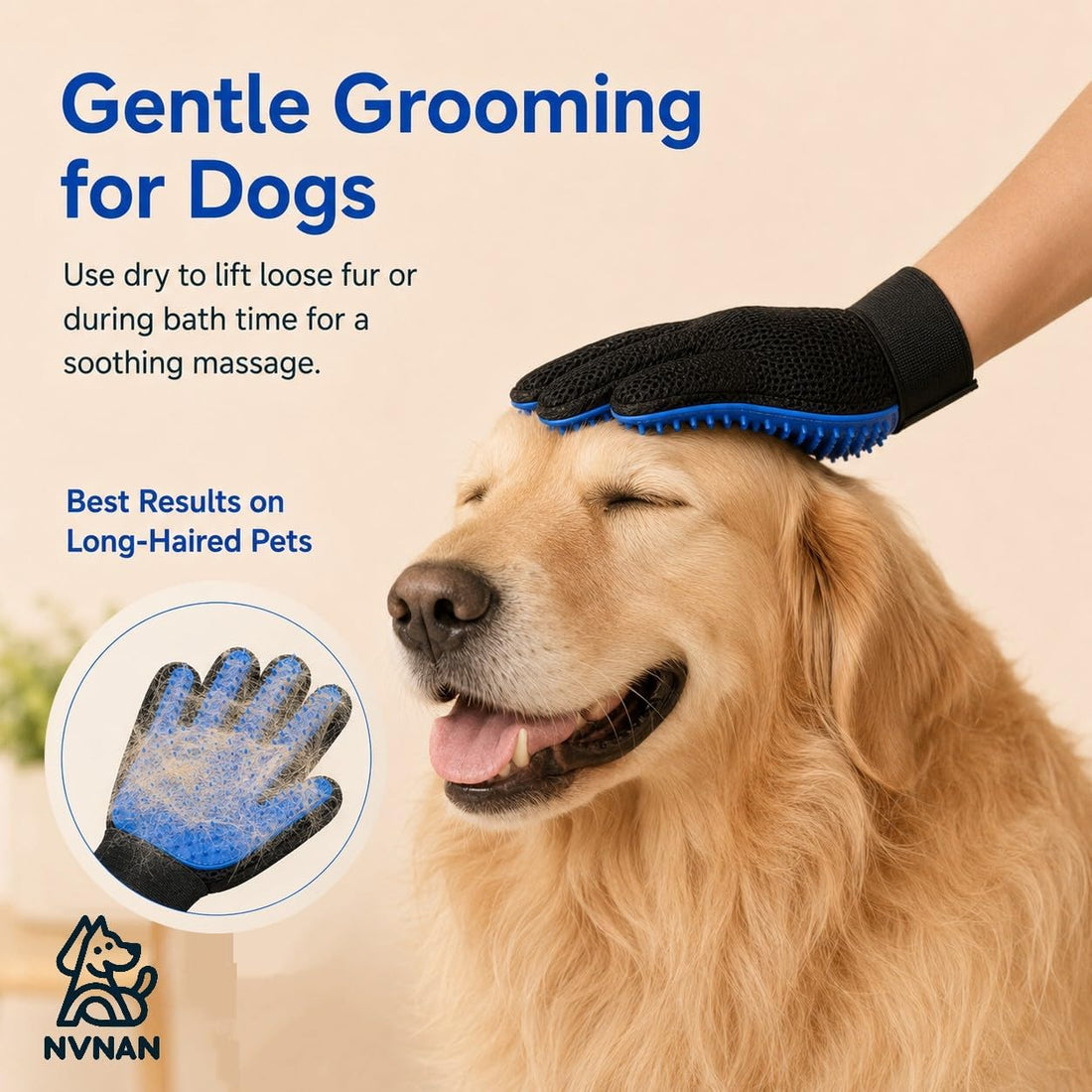 NVNAN Pet Hair Removal Glove for Dogs & Cats, 2-Pack