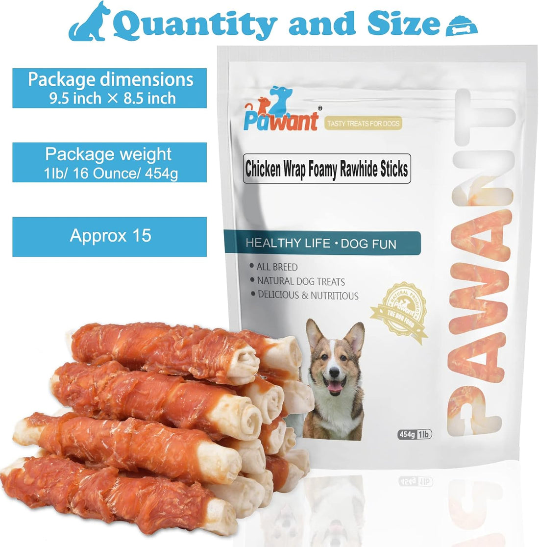 Dog Treats Chicken Wrapped Rawhide Rolls Healthy Dog Chews Long