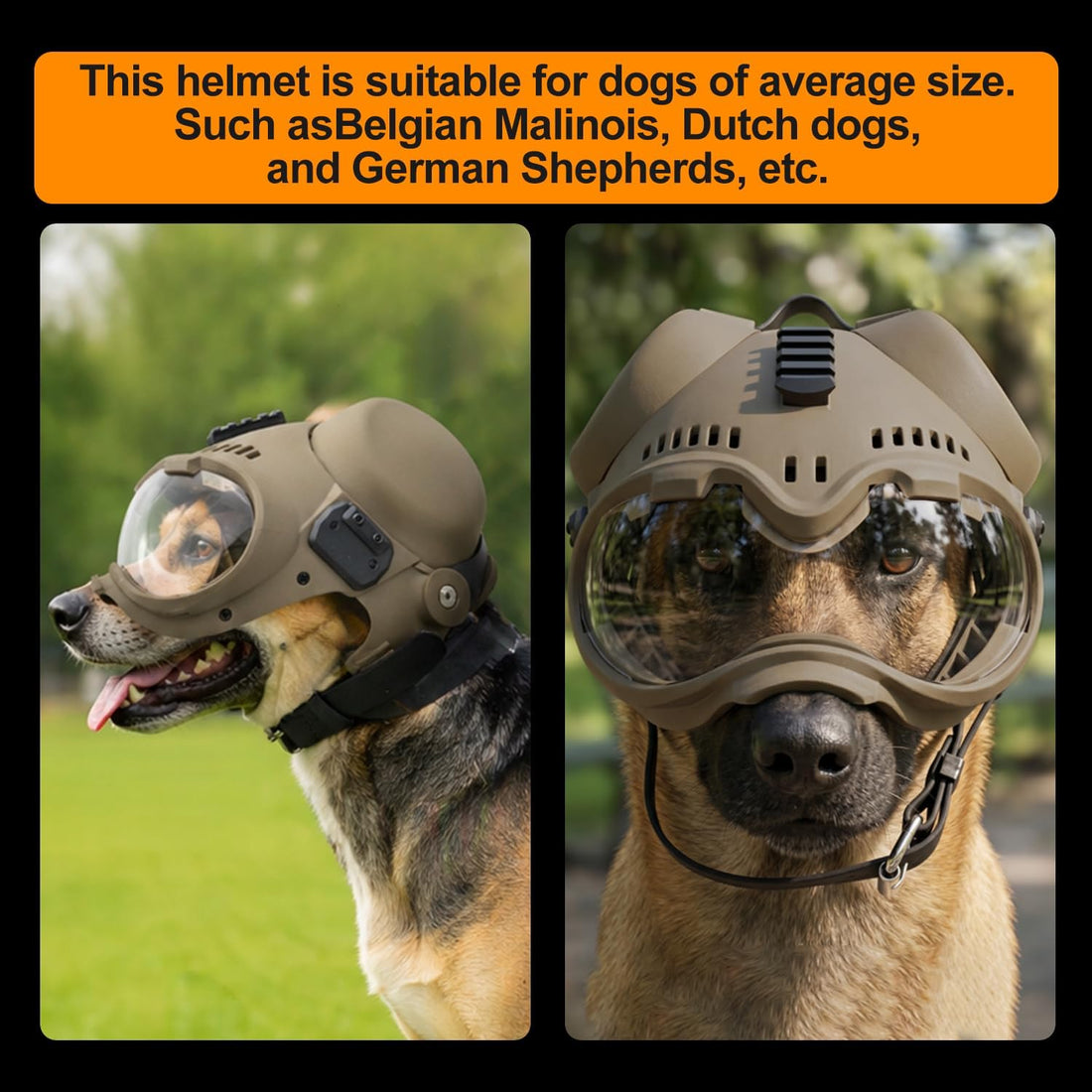 K9 Tactical Dog Helmet with Goggles, Earmuffs Protection Set