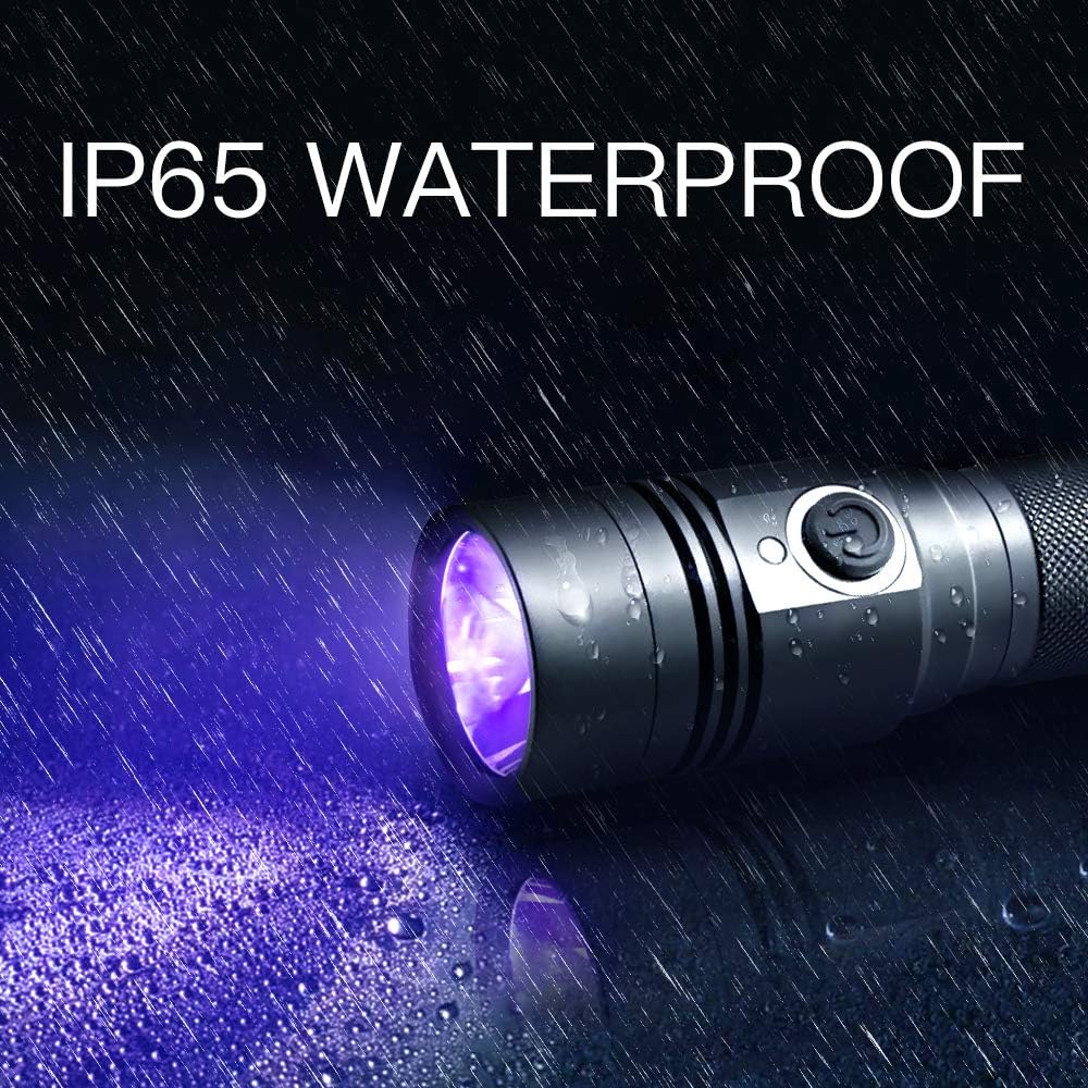 COSMOING 395nm UV Flashlight, Rechargeable Black Light Flashlight