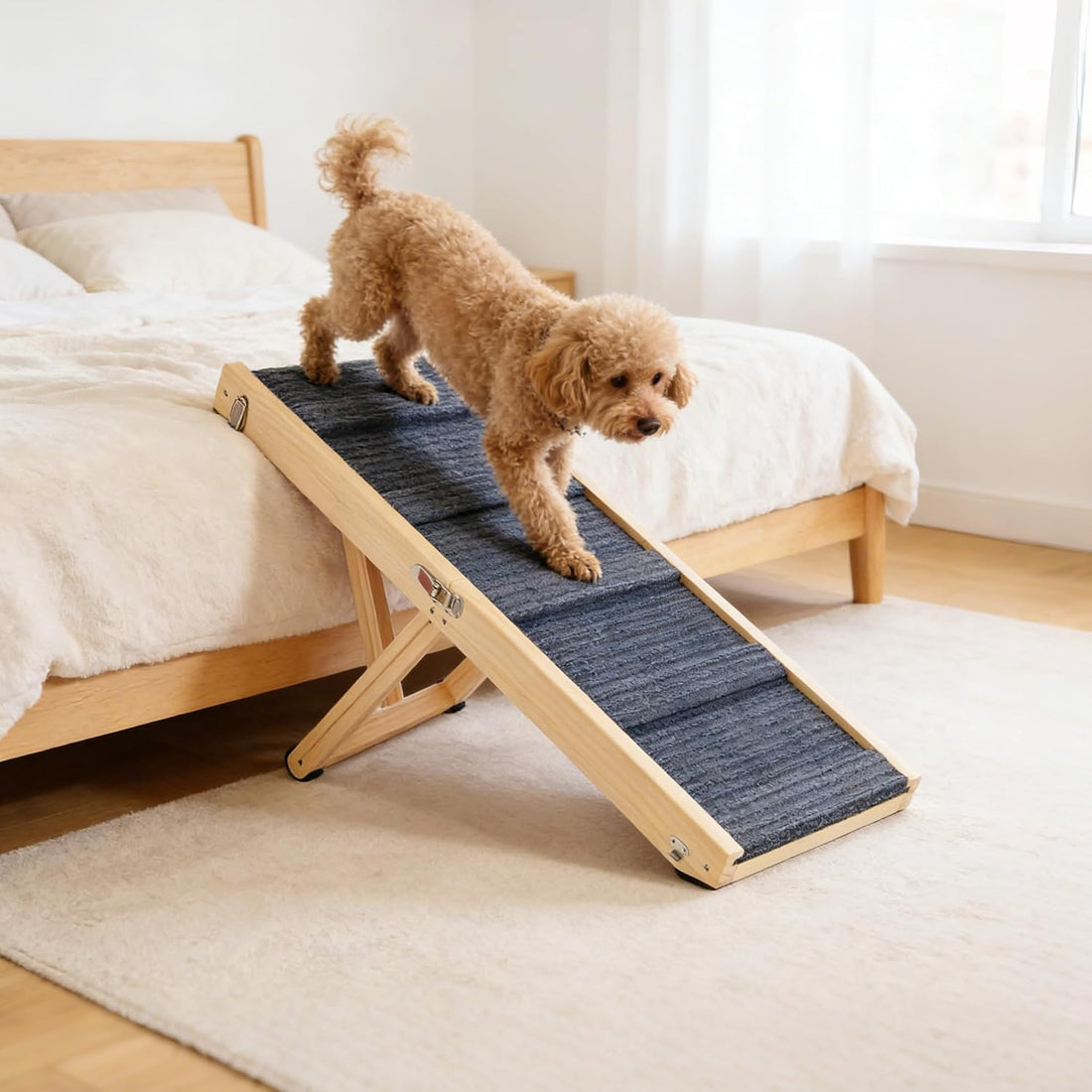 Dog Ramp for Bed, 24" H Adjustable Folding Ramp for Dogs to Get on Bed