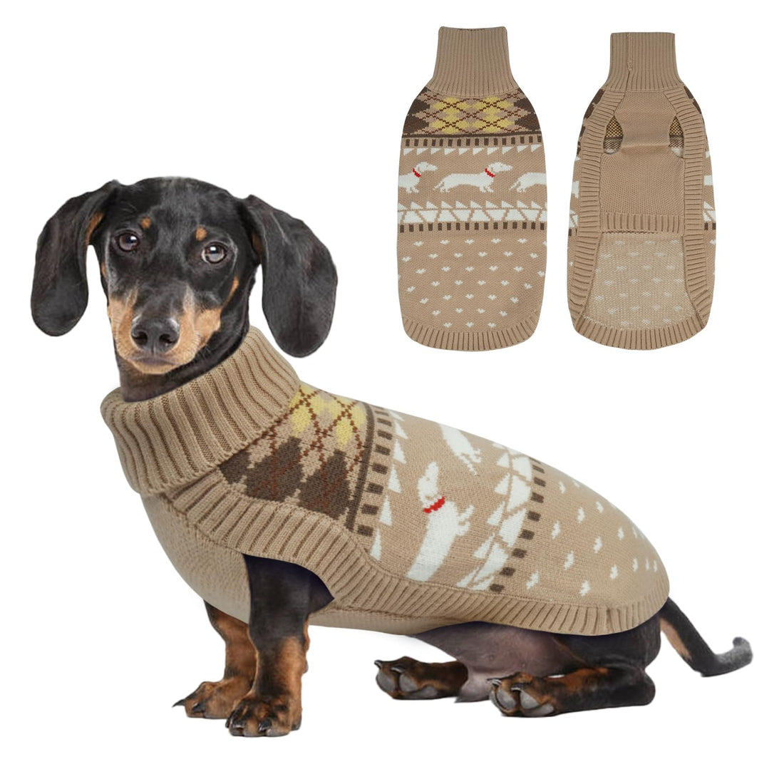 Lelepet Dachshund Sweater, Turtleneck Dog Sweaters for Small Dogs