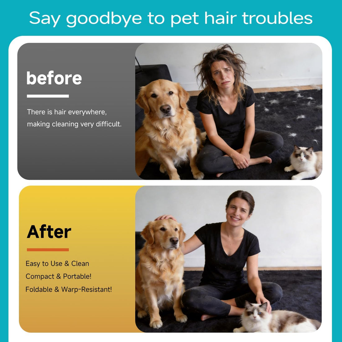 Pet Hair Remover Gloves Brush for Dogs & Cats,Electrostatic Reusable