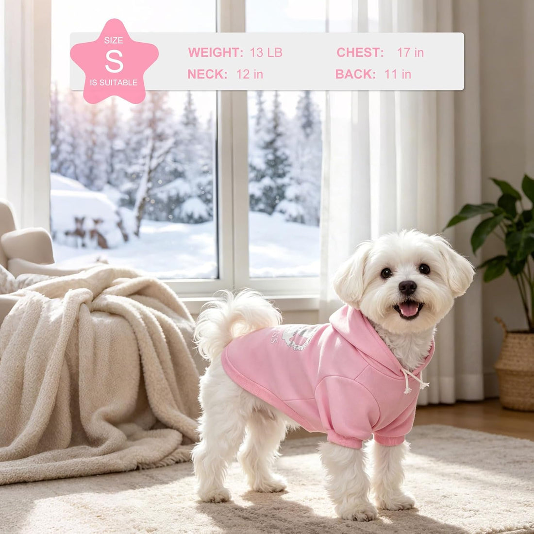 EXPAWLORER Princess Dog Hoodie-Soft Fleece Dog Sweater Clothes