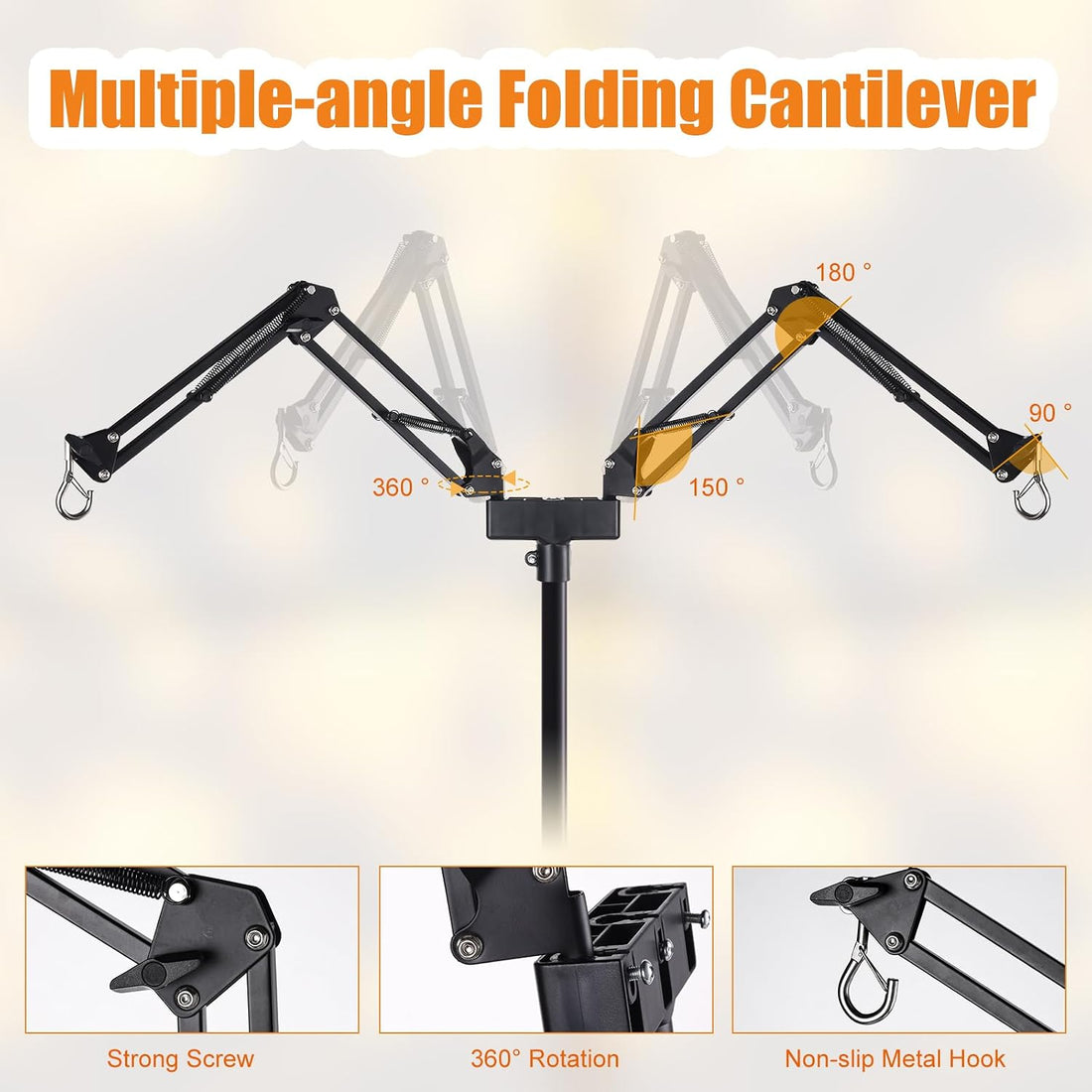 DXOPHIEX Dual Reptile Lamp Stand Reptile Light Stand with 2 Brackets