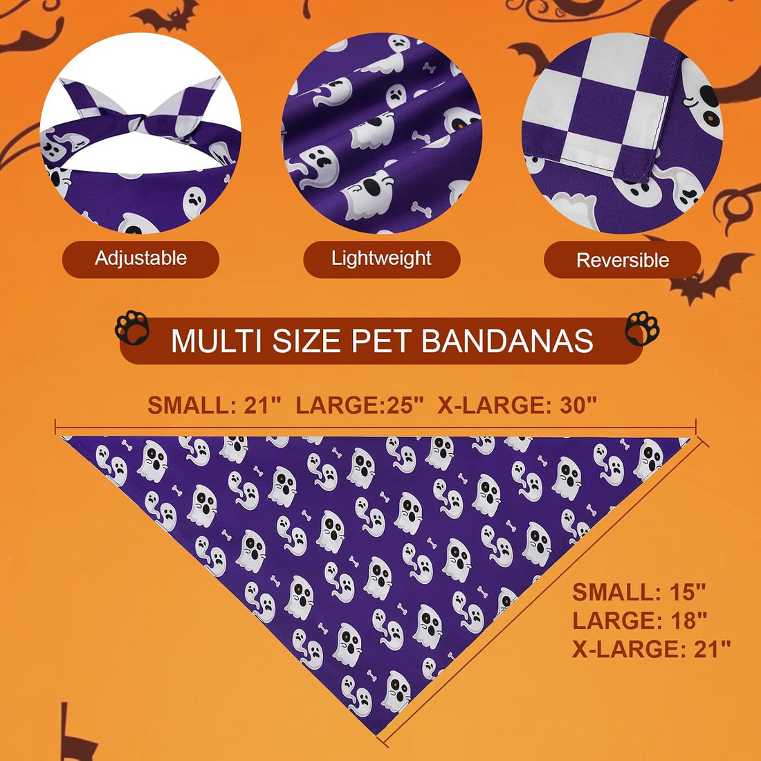 Halloween Dog Bandanas Large 2PCS, Plaid Scarfs for Boy and Girl