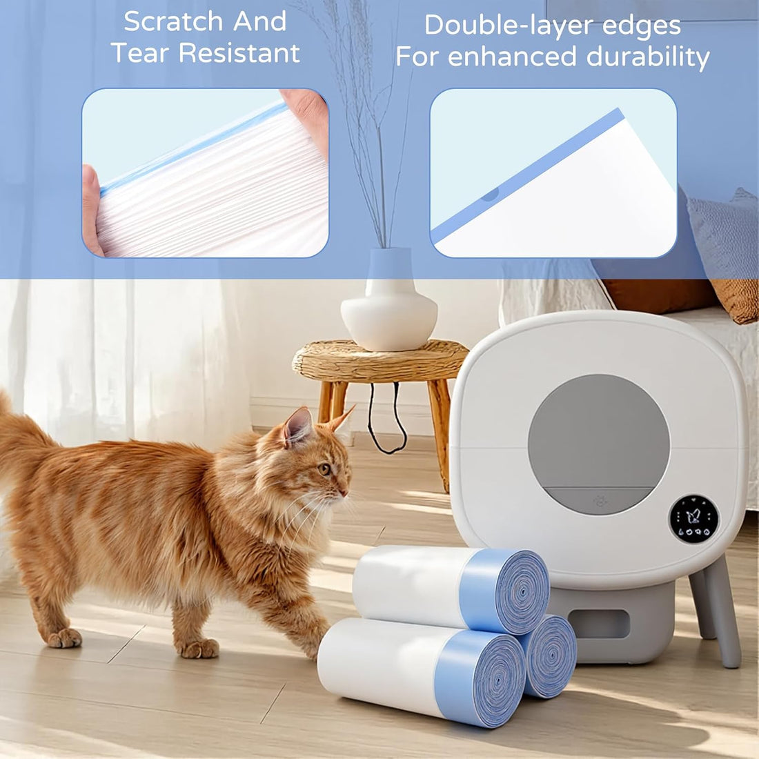 45 Count Tear-Free Waste Drawer Liners Bags Compatible with Litter