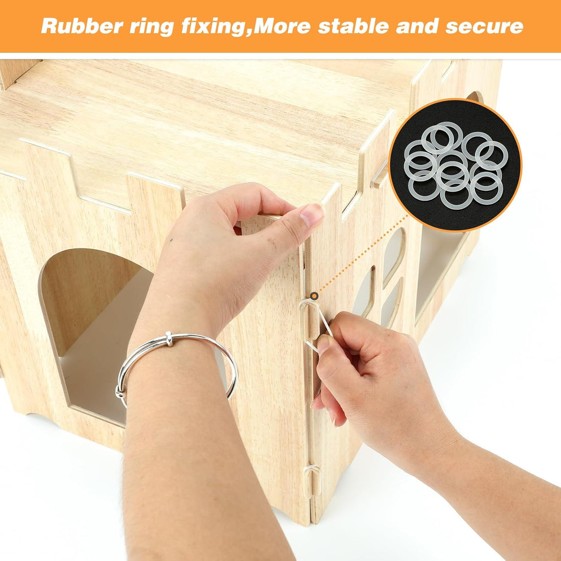 BWOGUE Large Wooden Bunny Hideout,Detachable Rabbit Castle for Small