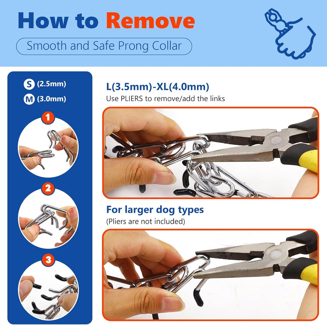 Supet Prong Collar for Dogs, Adjustable Dog Choke Collar Adjustable