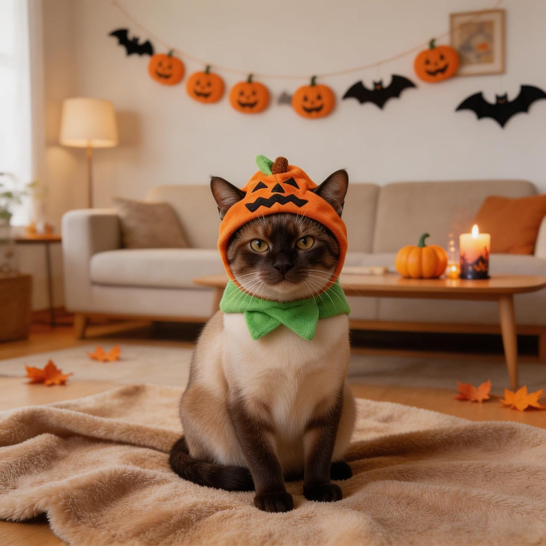 Orgrimmar Halloween Pumpkin Kitty Cat Hat Cosplay Cap Collar Costume