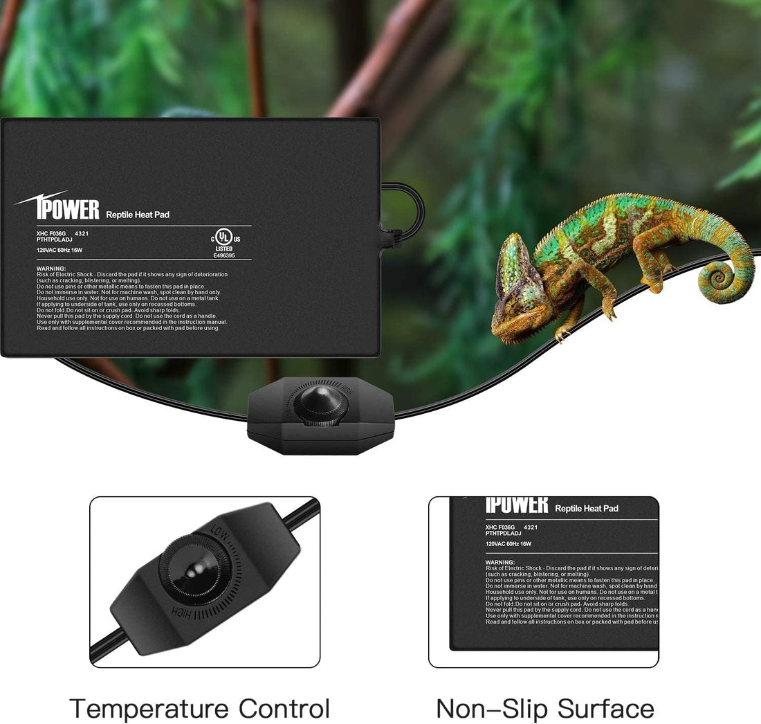 iPower 8 by 12 Inch Reptile Heating Pad with Temperature Adjustable