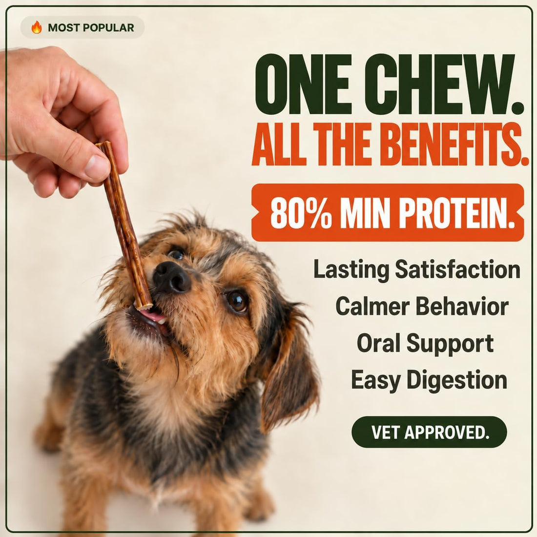 Thin Bully Sticks for Small Dogs, Puppies, 6 Inch, 25 Count