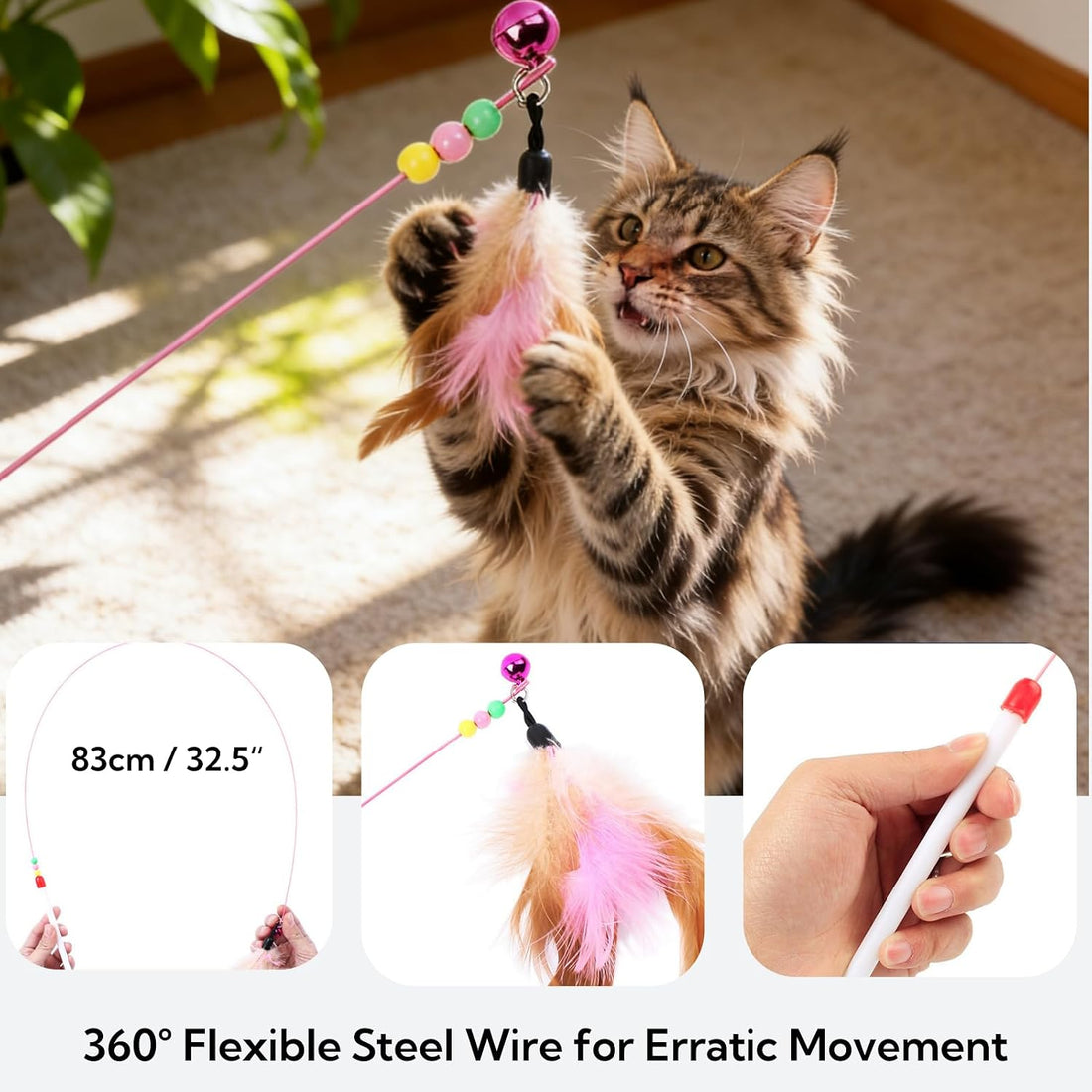 Cat Scratcher Bed with Toys, 2 Pack Oval Cat Scratcher Cardboard