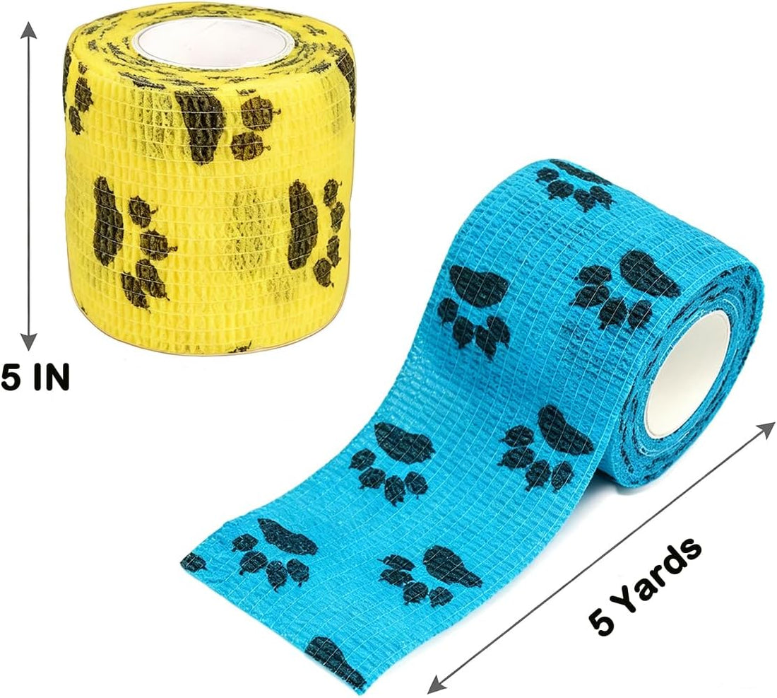 12 Rolls Vet Wrap Cohesive Bandages for Dogs, Cats