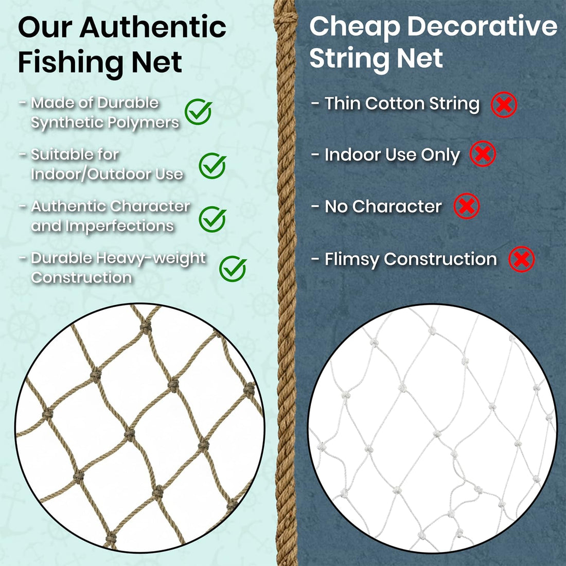 9GreenBox Nautical Decorative Fish Net 5' X 10' - Fish Netting
