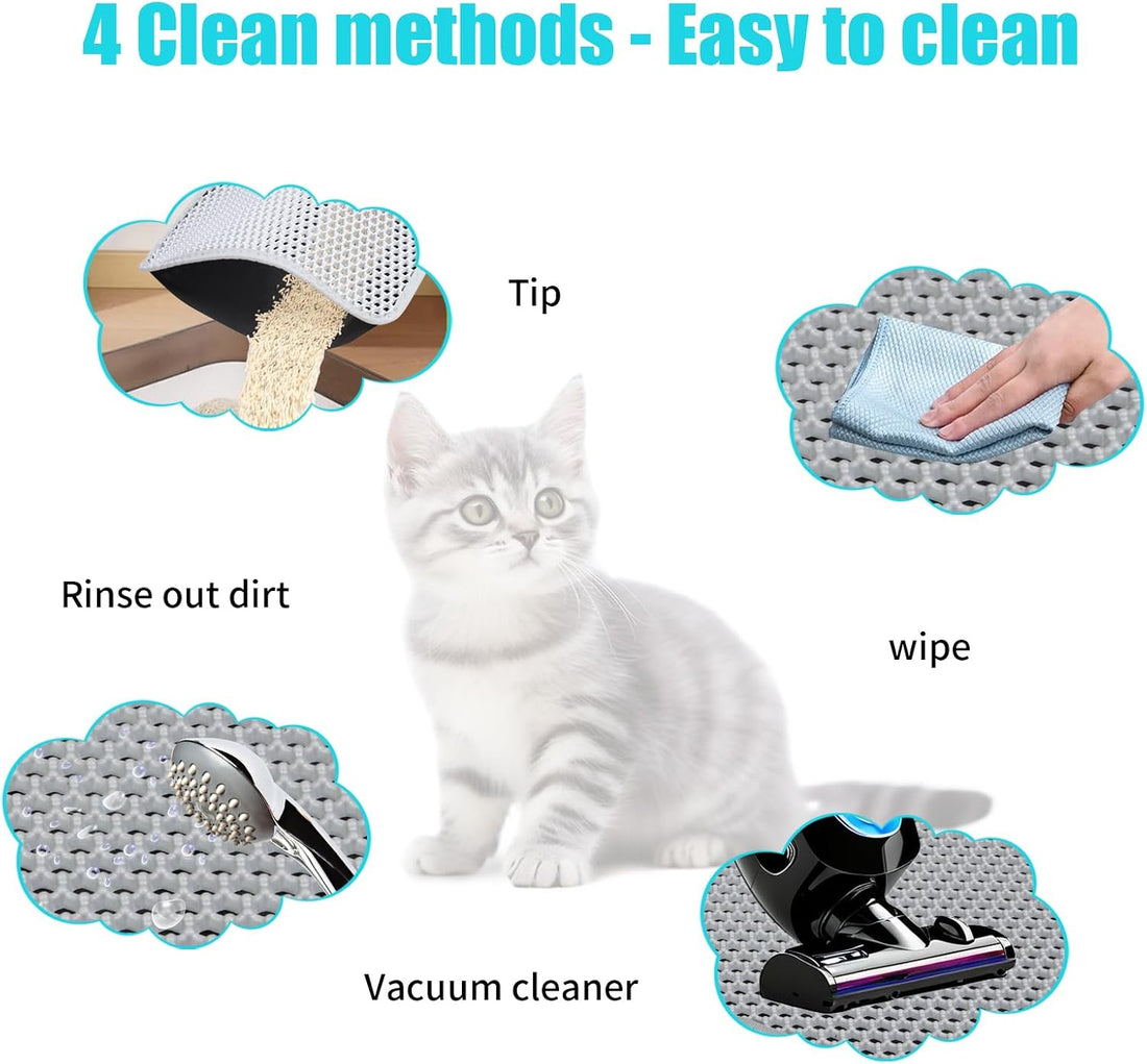 Cat Litter Mat 22"x14.5", Double Layer Waterproof Litterbox Mat