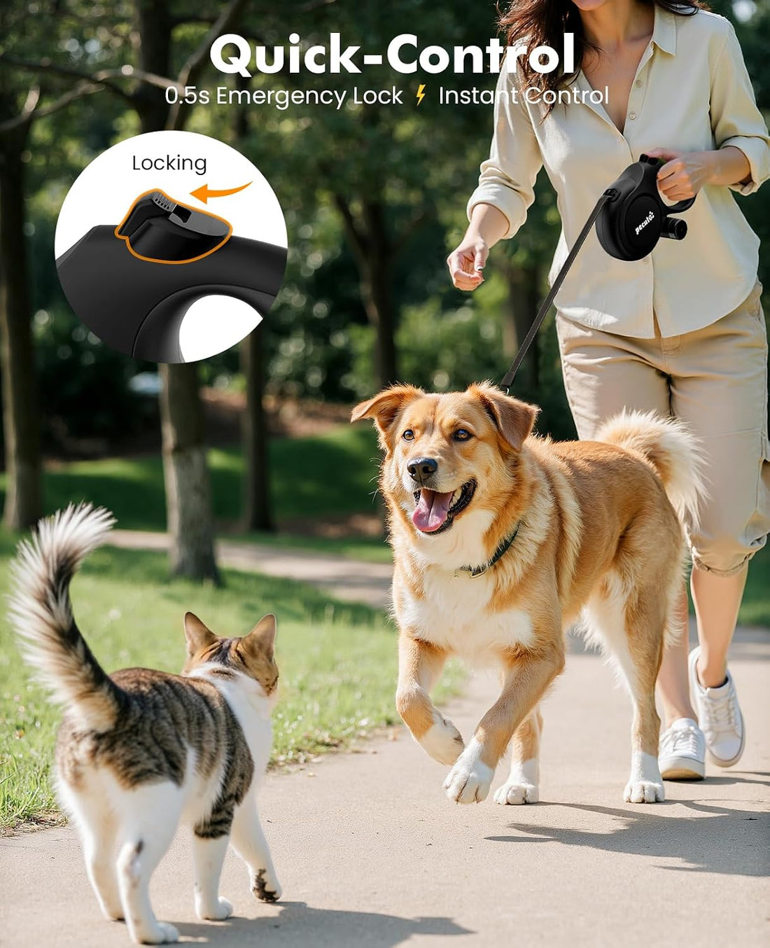 Pecute 26ft Dog Leash Retractable with Chew Proof Extender