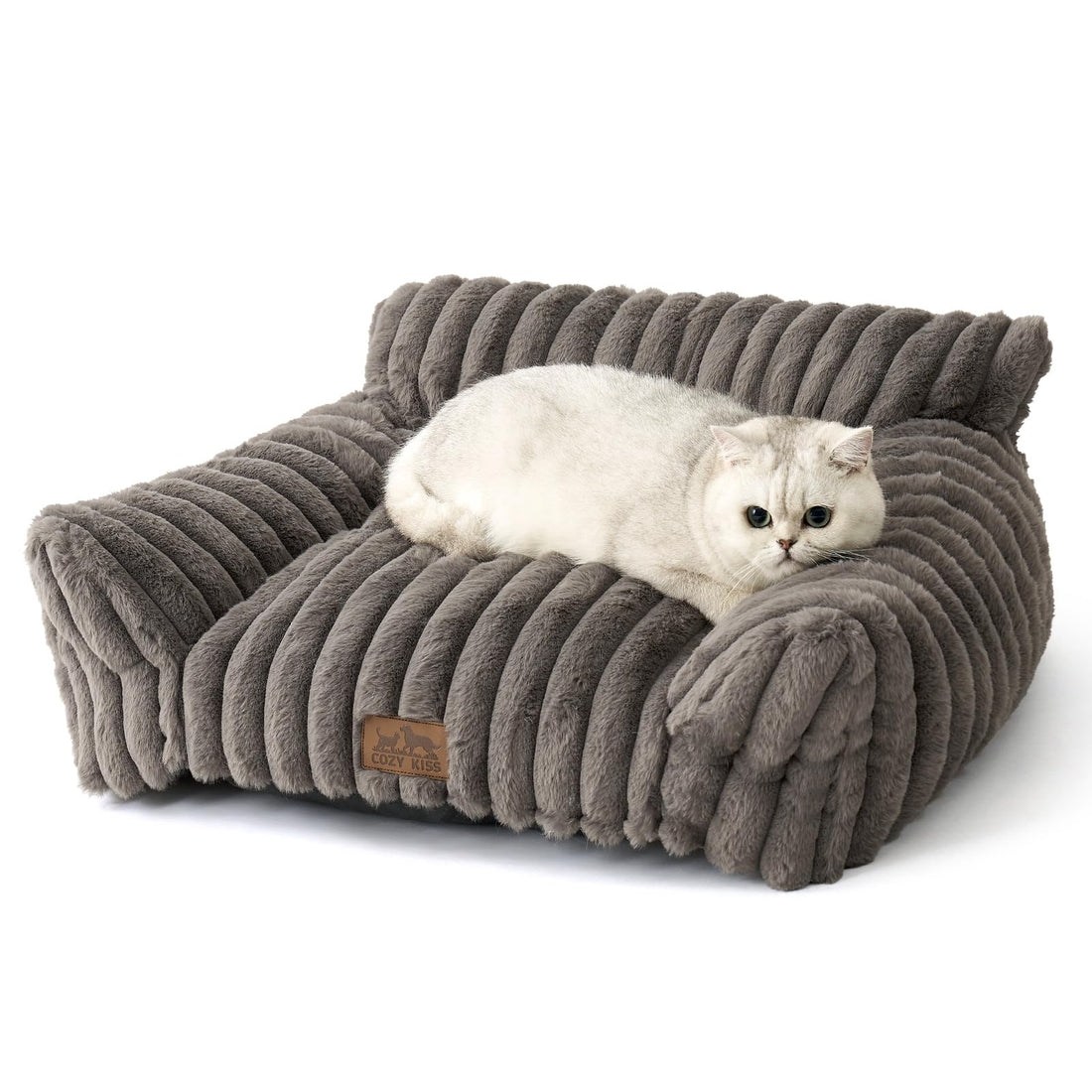 COZY KISS Cute Cat Couch, Fluffy Sofa Bed for Cats and Small Dogs