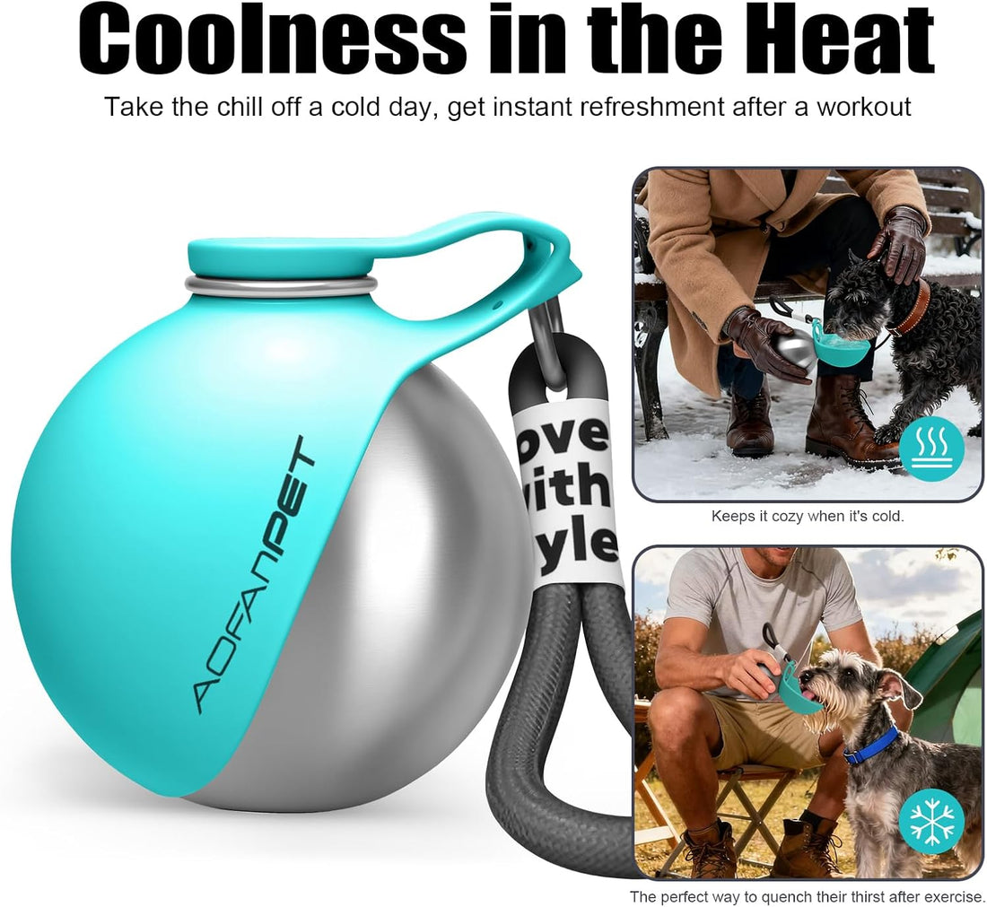 AOFANPET Portable Dog Water Bottle 10oz Stainless Steel Travel Dog