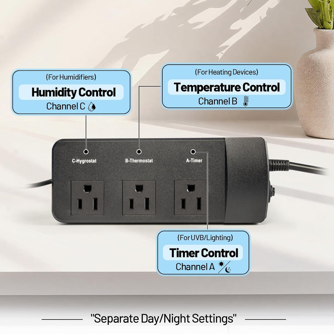 3-Channel Reptile Thermostat & Hygrostat with 40 Preset Modes