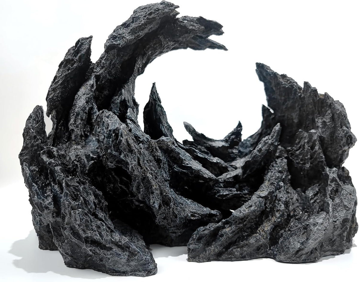 Allcolor Aquarium Rock Decor, 3-Piece Elf Island for 5-10 Gallon Tanks