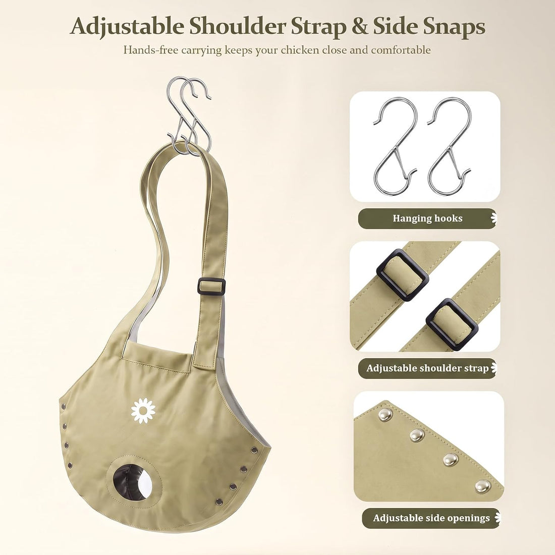 Chicken Sling Carrier with Shoulder Strap, Hen Holder Bag, 1-Pack