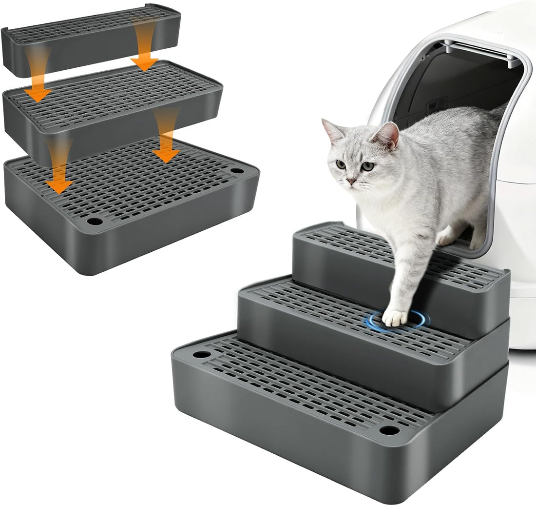 Adjustable 3-Step Cat Ramp for Litter Box, Litter Trapper