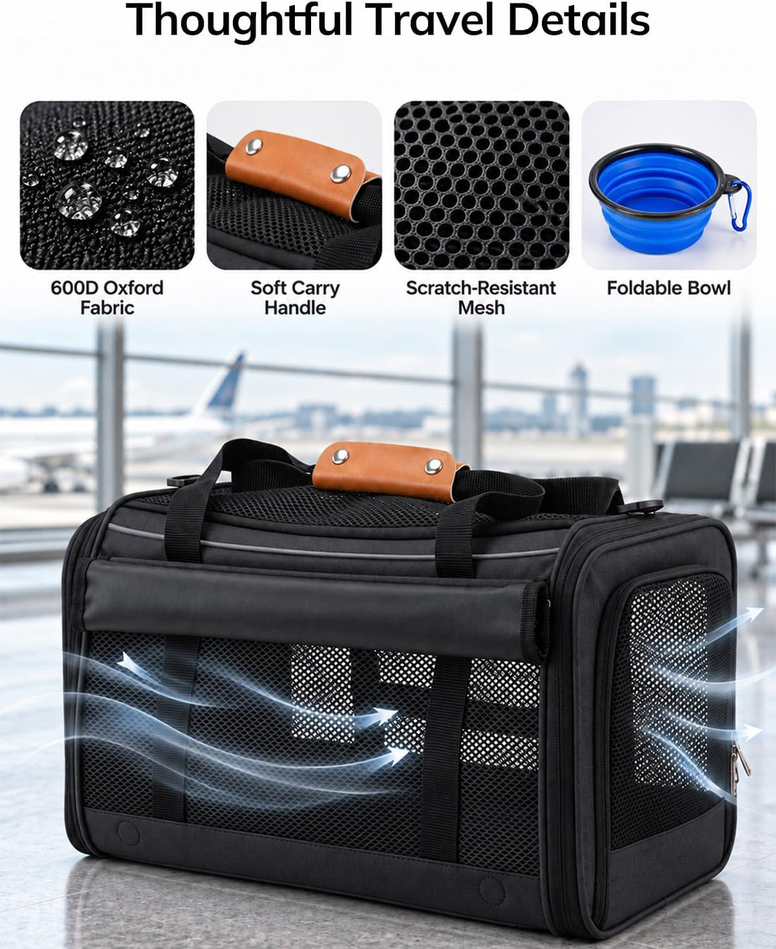 Morpilot Airline-Friendly Soft Cat Carrier, 18 x 11 x 11 in
