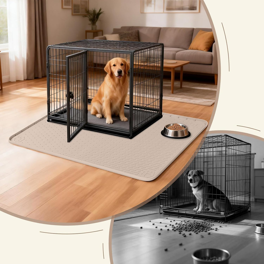 Silicone Dog Crate Mat 40"x 28" Under Dog Crate Kennel Pad Mat