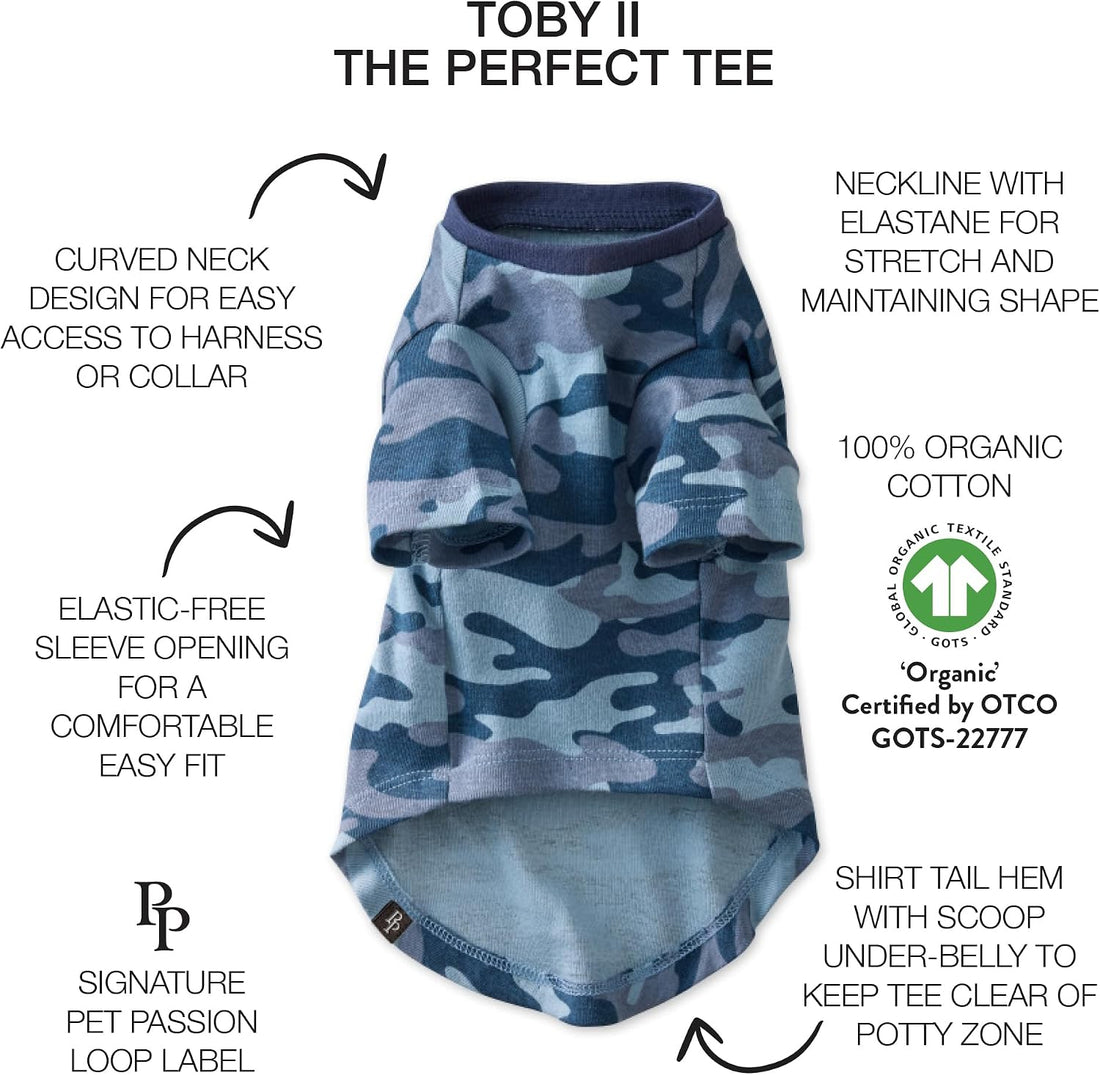 Pet Passion Toby II Dog T-Shirt, 3 Pack, Navy Camo, Small