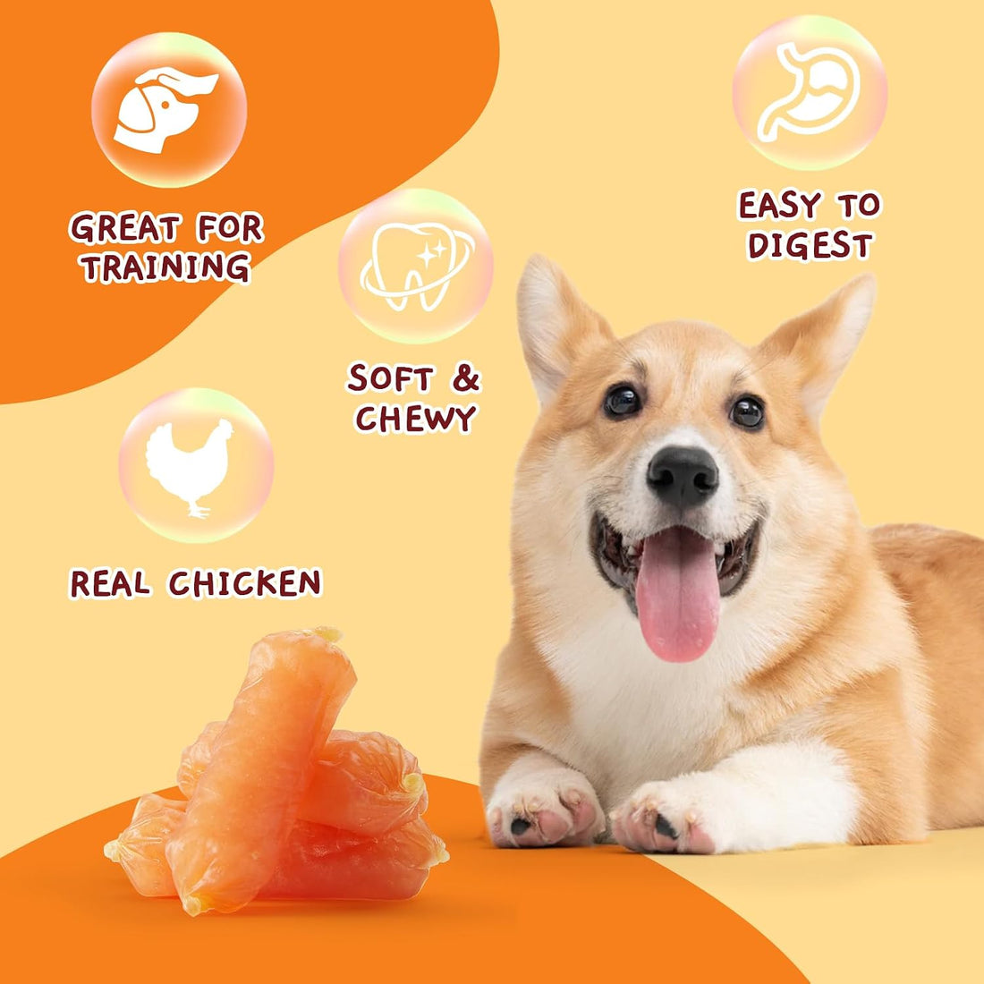 Jungle Calling Soft Chicken Sausage Treats for Small & Medium Dogs