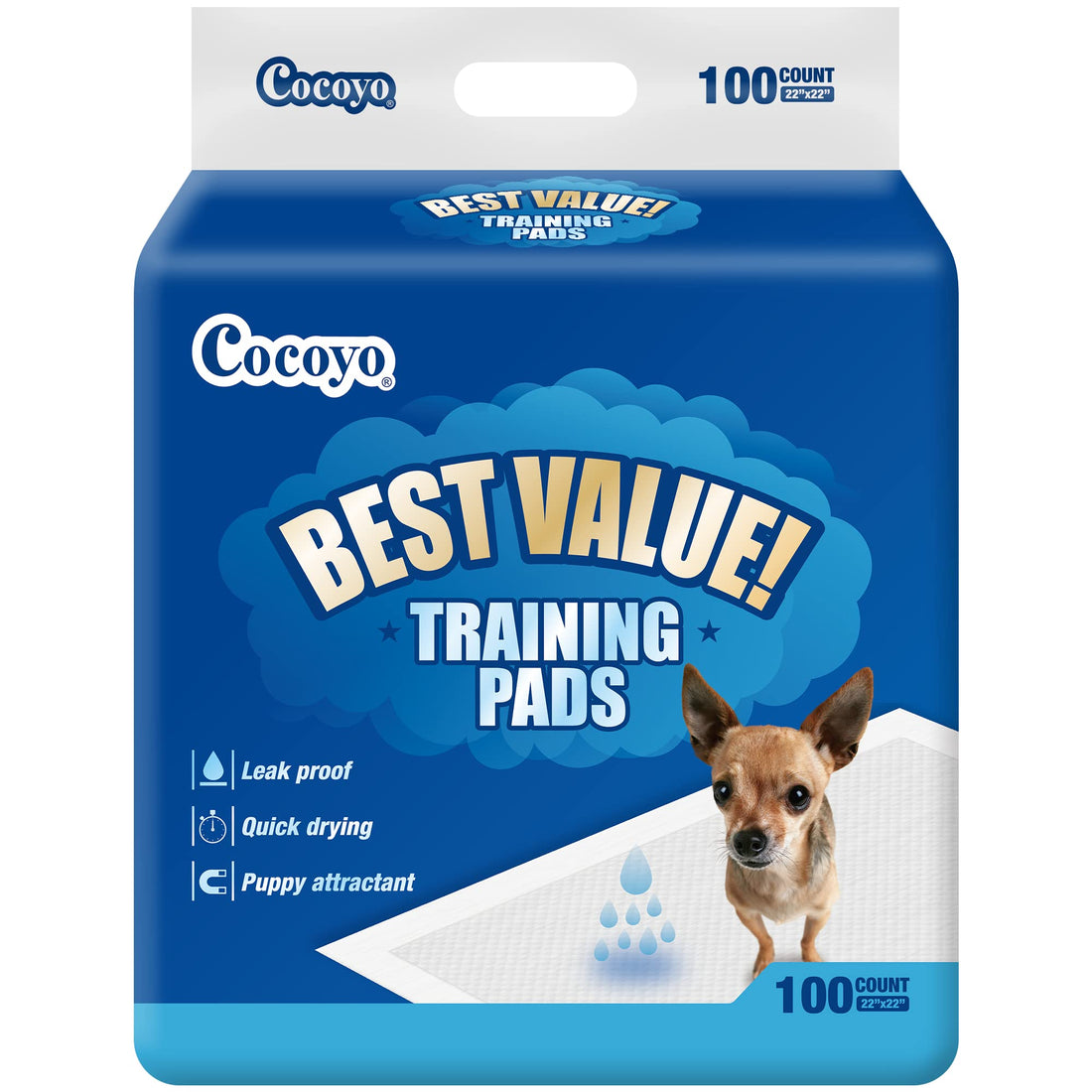 COCOYO Best Value Training Pads, 22" x 22", 100 Count