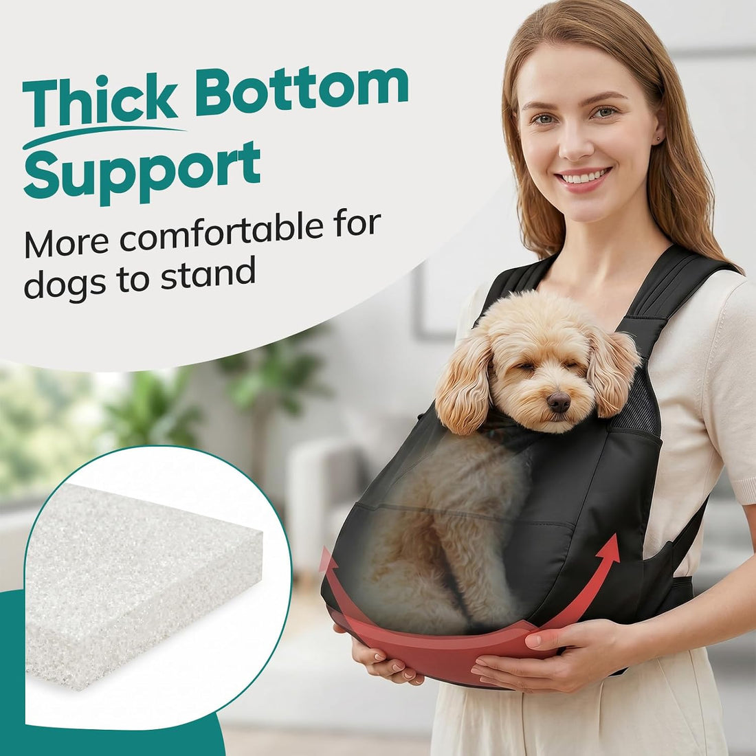 Dog Sling Carrier Front with Thicken Bottom Support for Small Dogs