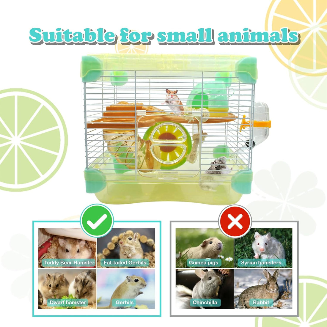 2 Layers Hamster Cage with Tubes Mouse Cage with Accessories Water